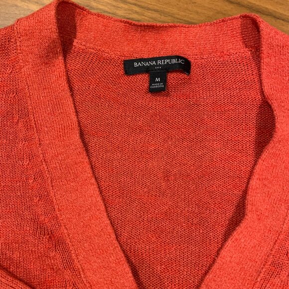 Banana Republic 3 Button Cardigan, Orange, Women's Medium - Picture 2 of 6